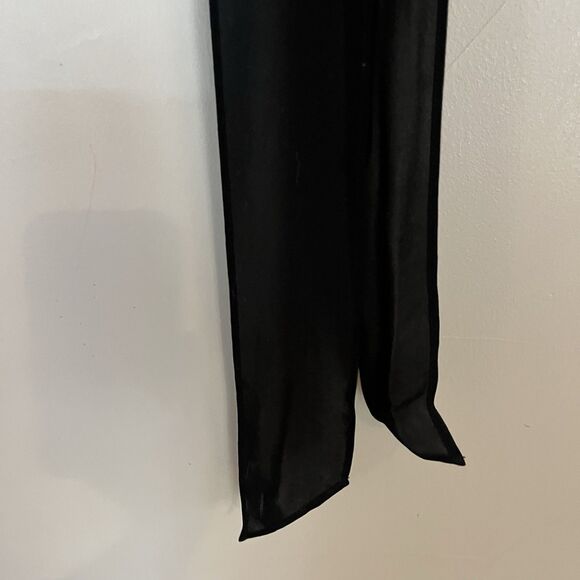 Dana Buchman Black Tuxedo Ruffle Wrap Long Sleeve‎ 100% Silk Blouse SZ 6 Medium - Picture 9 of 16